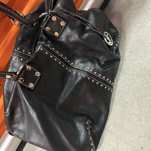 KORS Michael Kors Black Studded Shoulder Bag